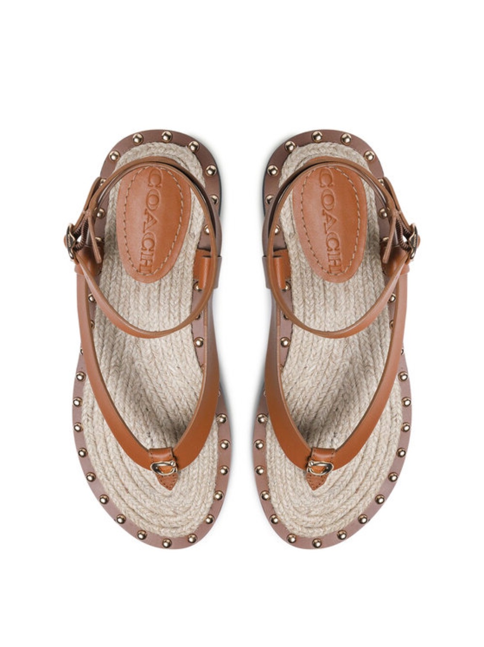 COACH Gracey Leather Espadrille Thong Sandals